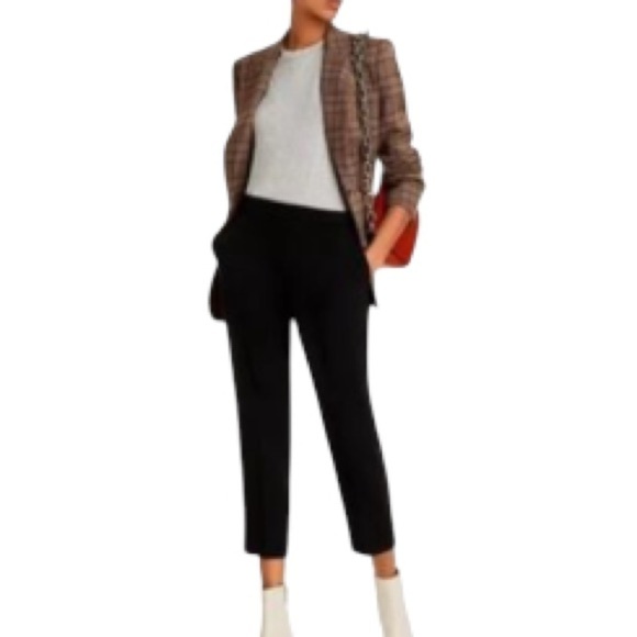 Theory NWT Treeca Pull-On Glossed Black Trousers Stretch Ponte Pants Size M - Picture 3 of 10